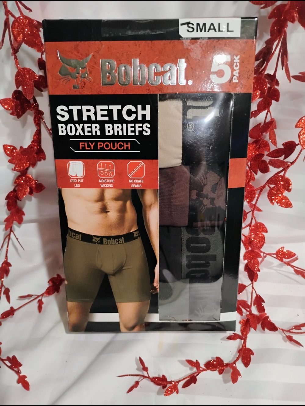 Men’s Stretch Boxer Briefs 5-Pack — Small — Olive, Tan, Black